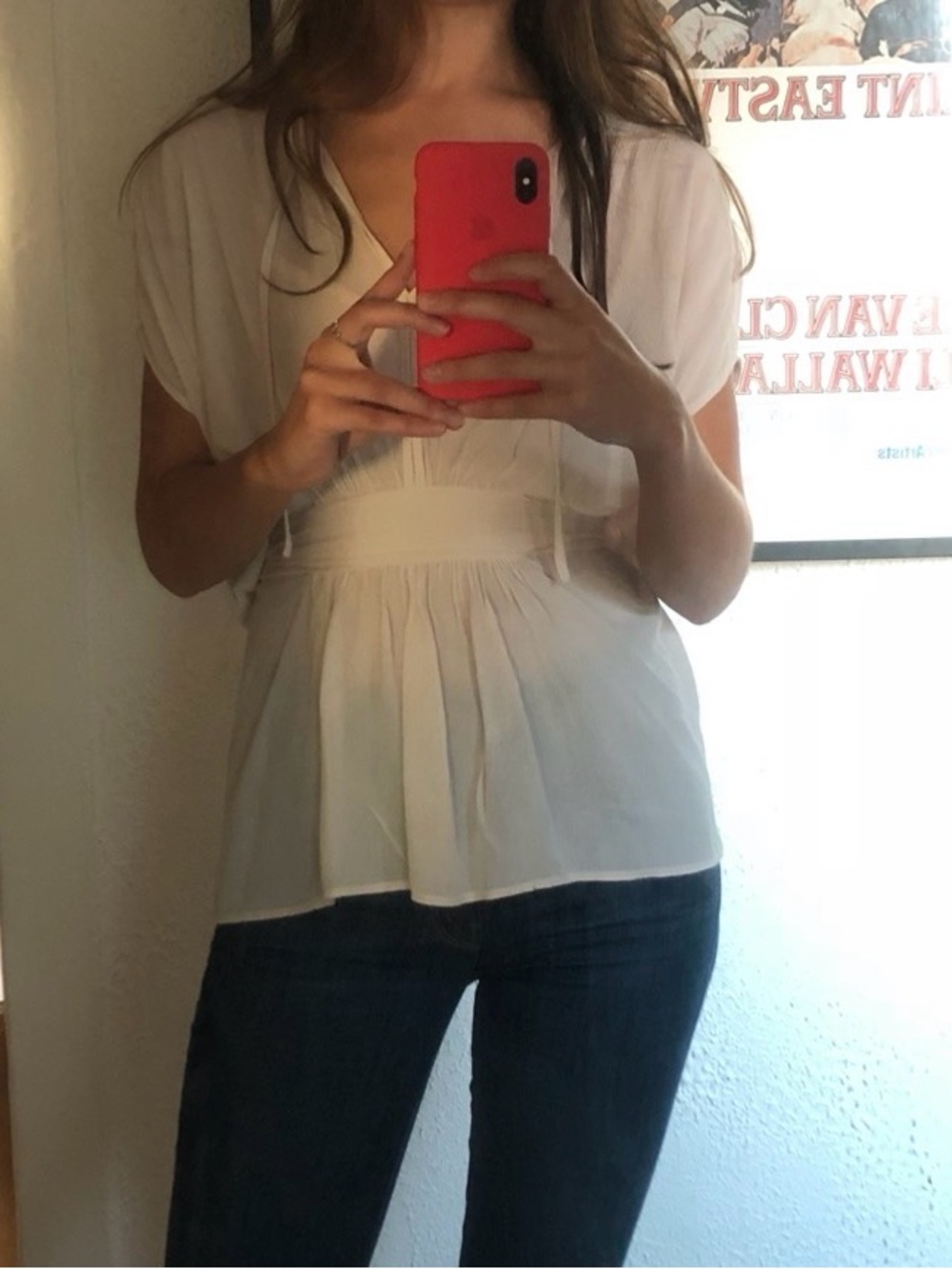 All Saints Cream V-Neck Blouse